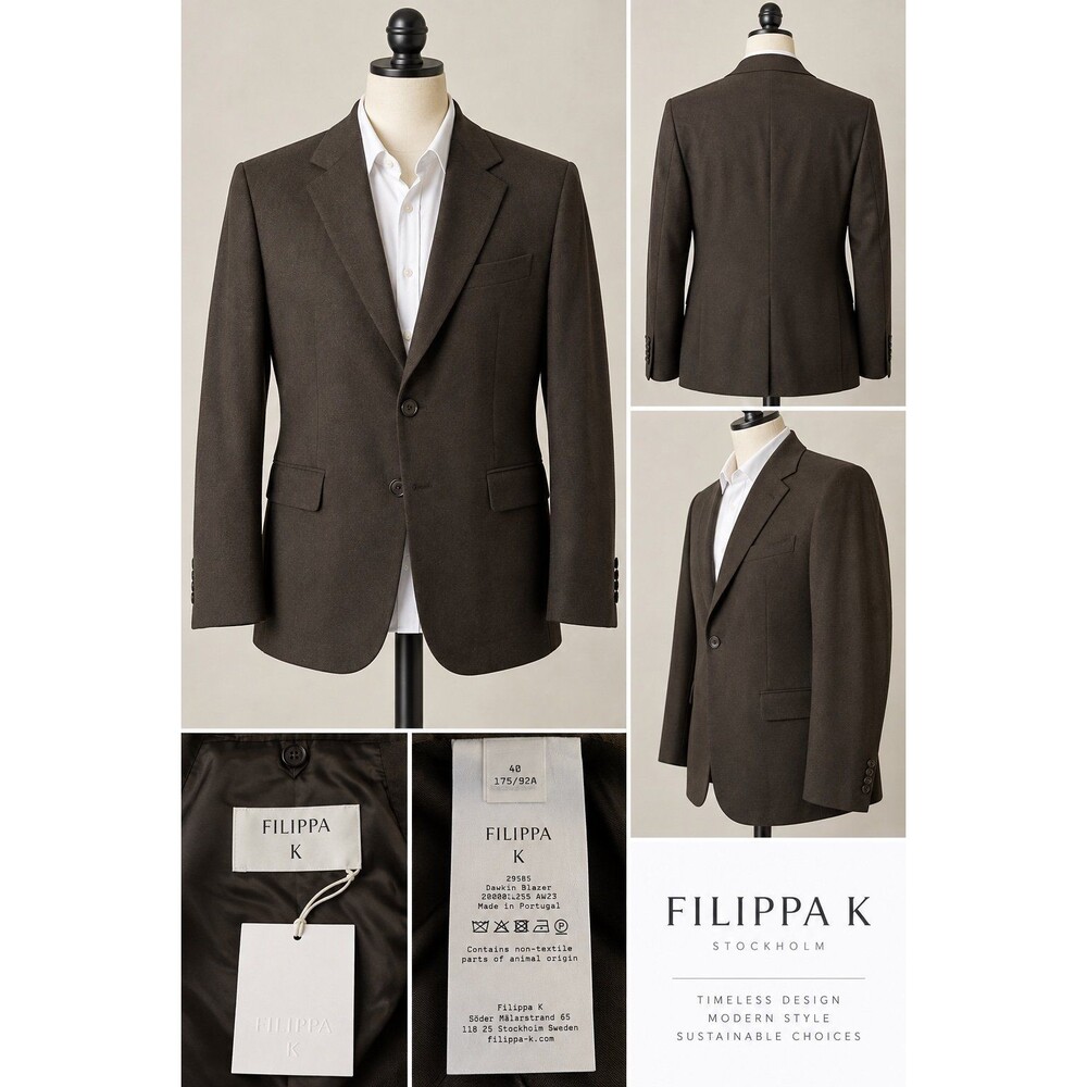 Filippa K Men’s Size 40 Blazer Dark Brown 2 Button NWT Made in Portugal